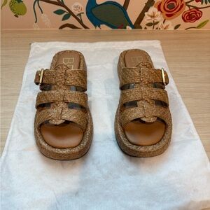 Brown Woven Slide Sandals